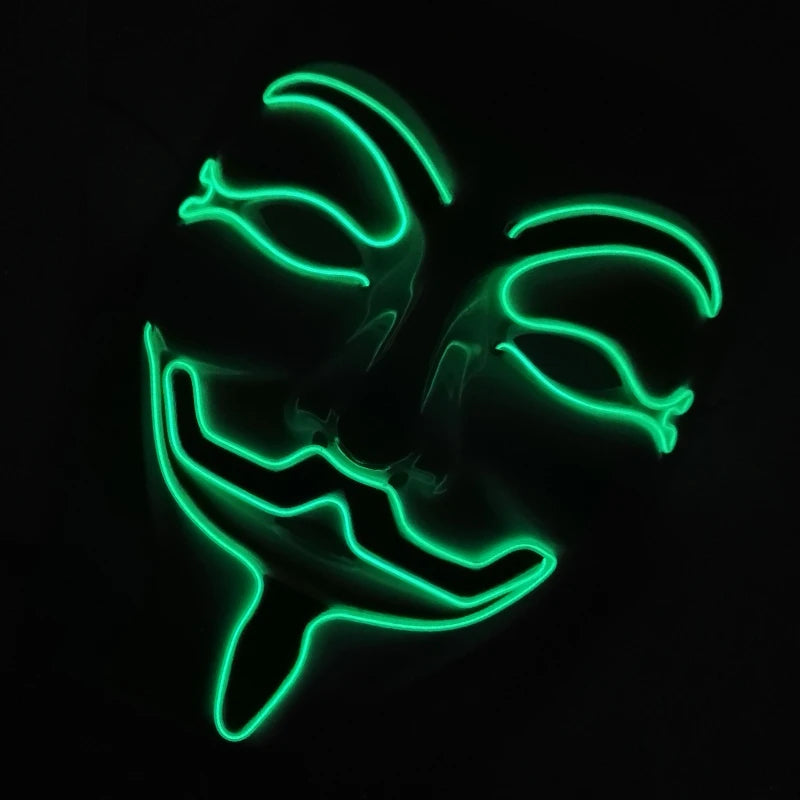 V For Vendetta Mask Cosplay Guy Fawkes Hacker Glowing Mask For Halloween Carnival  Decor Props