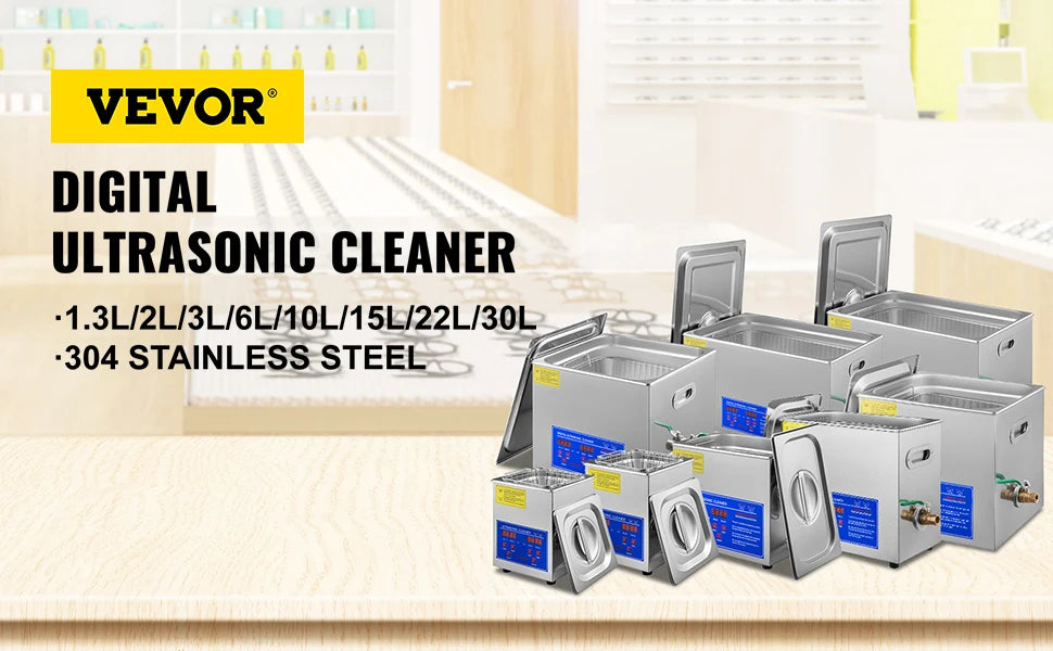 VEVOR Ultrasonic Cleaner Ultrasound Cleaner Portable Ultrasound cleaning Machine Multifunction 1.3L-30L Diswasher Home Appliance