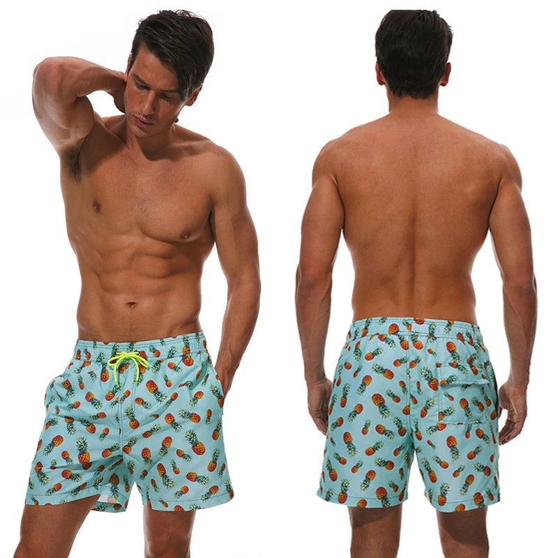 DATIFER Men's Sports Short Beachwear New Style Polyester Printing Fitness Beach Pants Surfing Swimming Trunks Bathing Swimwear