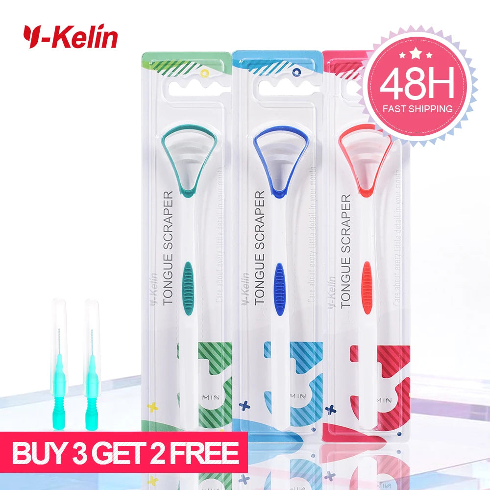 Y-Kelin Sales Silicone Tongue Scraper Brush Cleaning  Food Grade Single Oral Care To Keep Fresh Breath 3Color Pack No.1 Main image
