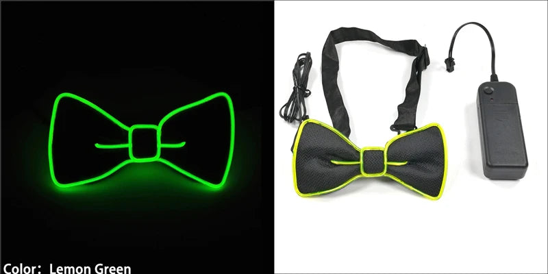 Luminous Bow Tie Neon Light Trendy Costume Accessories Glowing Acrylic LED Tie For Halloween Cosplay Costume Music Dancing