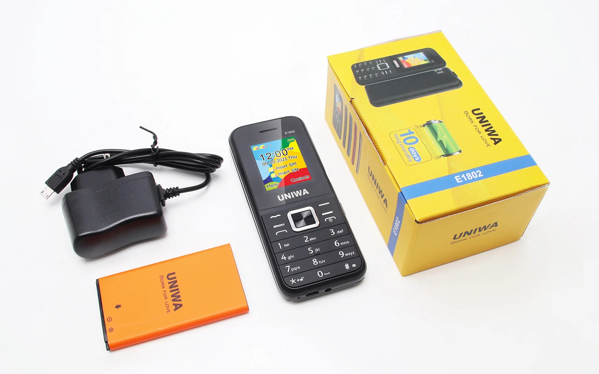 UNIWA E1802 GSM Senior Push-button Phone Long Standby Big Buttons Loud Sound FM Radio Dual Sim Unlocked Cellphone