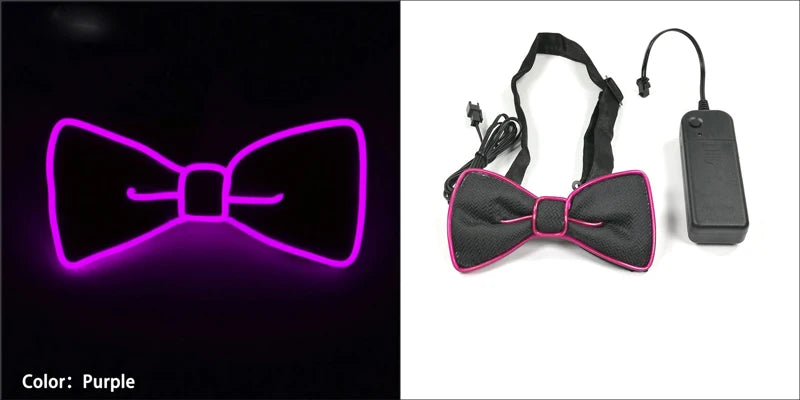 Luminous Bow Tie Neon Light Trendy Costume Accessories Glowing Acrylic LED Tie For Halloween Cosplay Costume Music Dancing