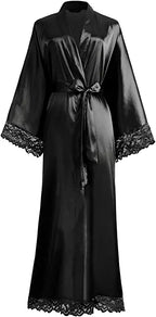 2019 New Silk Satin Lace Robes Bridesmaid Bride Robes Wedding Long Robe Bathrobe Womens Robe Lingerie Robe