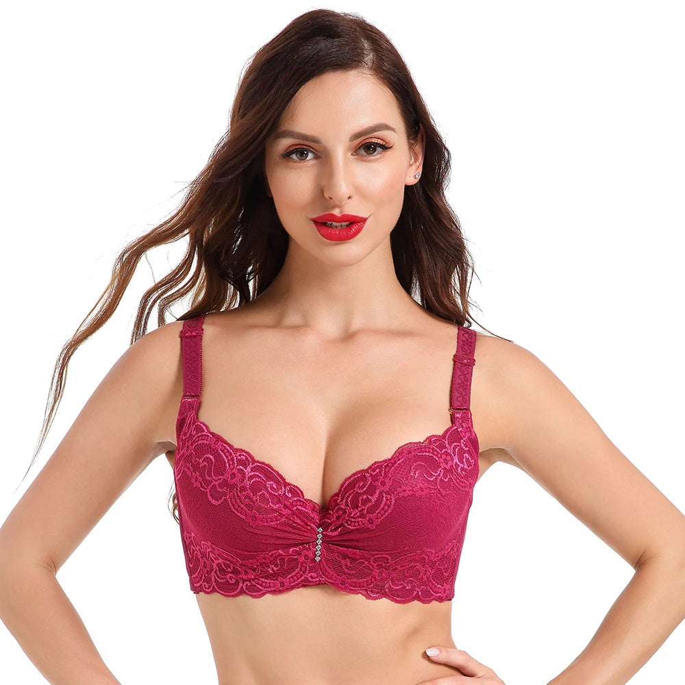 Plus Size Female Lace Bra Thin Bralette 80-105 C/D Cup Push Up Brassiere Widening Side 4-Row Button Bras Absorbs Sweat Underwear