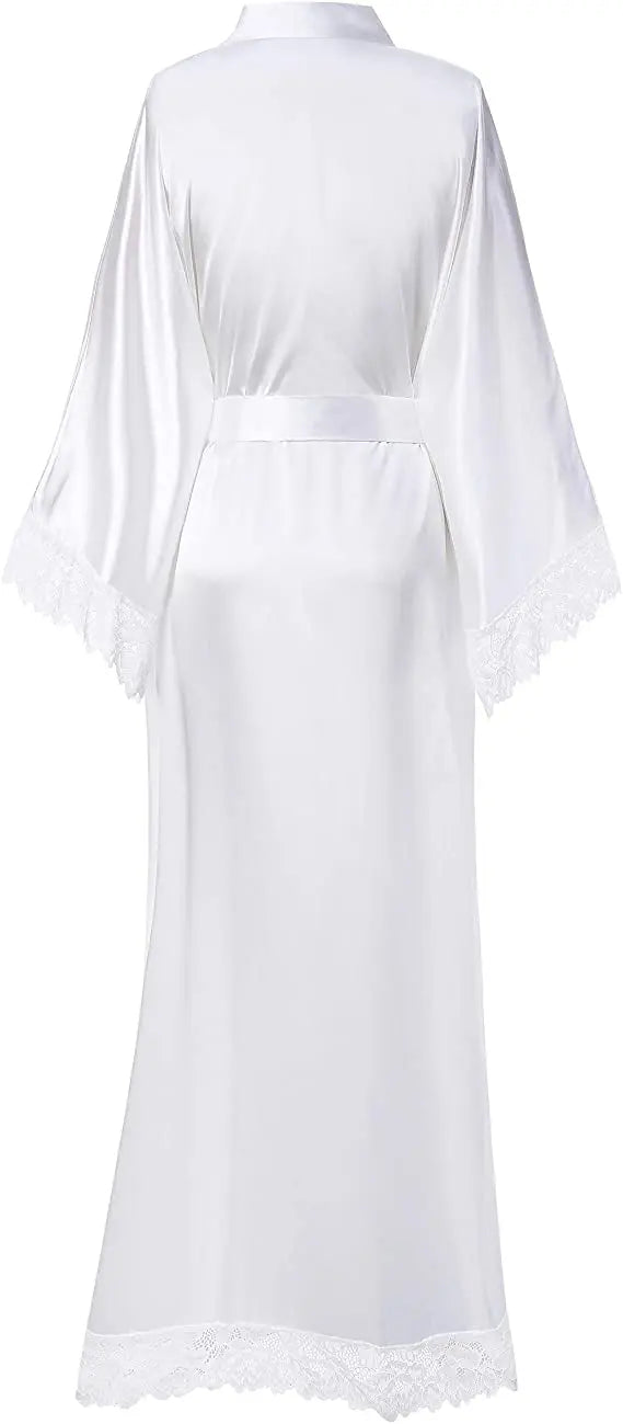 2019 New Silk Satin Lace Robes Bridesmaid Bride Robes Wedding Long Robe Bathrobe Womens Robe Lingerie Robe