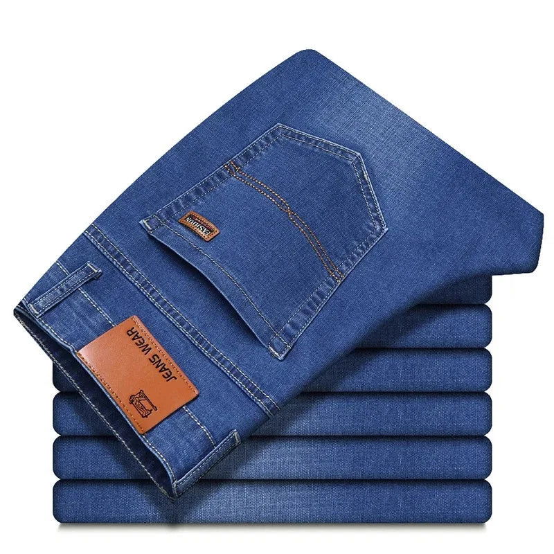 Wholesale Mid Waist Men Straight Jeans Mixed Denim Good Quality Summer Casual Style Washed Craft Main image