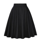 Women's Runway Cotton Retro Vintage Skirt Black Faldas High Waist A Line Rockabilly Jupe 50s Swing Umbrella Skirts Pin Up Skater