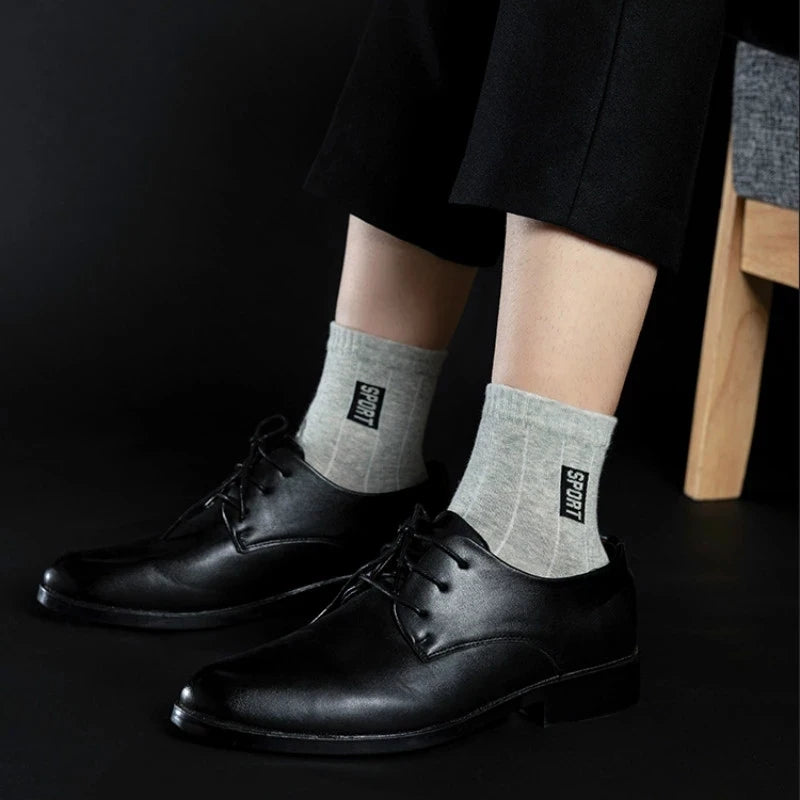 20Pcs=10Pairs High Quality Men Socks Cotton Breathable Sweat-Absorbent Middle Tuble Black Socks Deodorant Business Men Gift Sock Secondary image