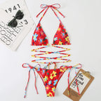 Free Shipping Strapless Bandeau Swimsuits Colorful Camo Pattern Chicas En Bikini Guapas Hot Super Micro Bikini Logos
