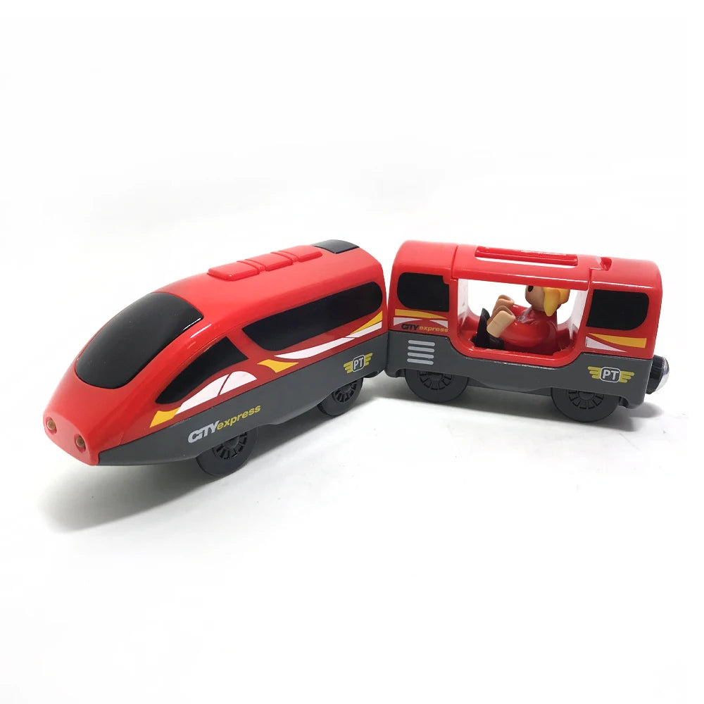 Kids RC Electric Train Set Locomotive Magnetic Train Diecast Slot Toy Fit for Wooden Train Railway Track Toys for Children Gifts