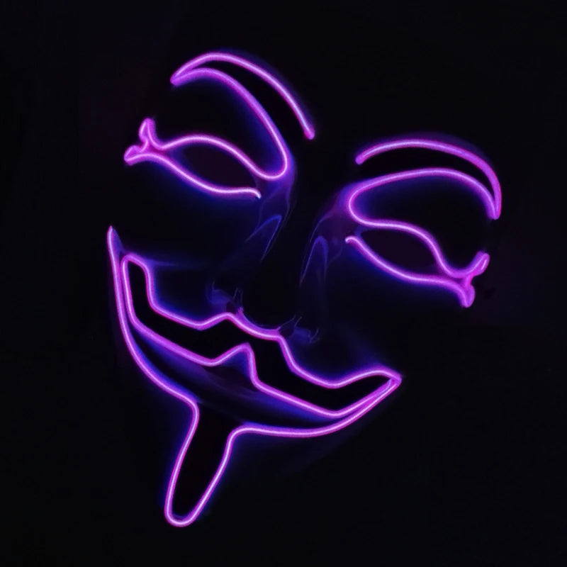 V For Vendetta Mask Cosplay Guy Fawkes Hacker Glowing Mask For Halloween Carnival  Decor Props