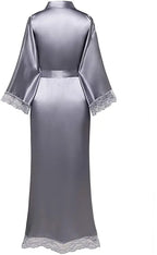 2019 New Silk Satin Lace Robes Bridesmaid Bride Robes Wedding Long Robe Bathrobe Womens Robe Lingerie Robe