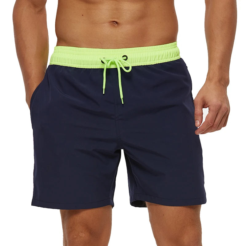 Escatch 2026 Summer Man Swimwear Solid Fashion Quick Dry Drawstring Elastic Waist Surfing Zipper Pocket Gym Beach Pants Shorts
