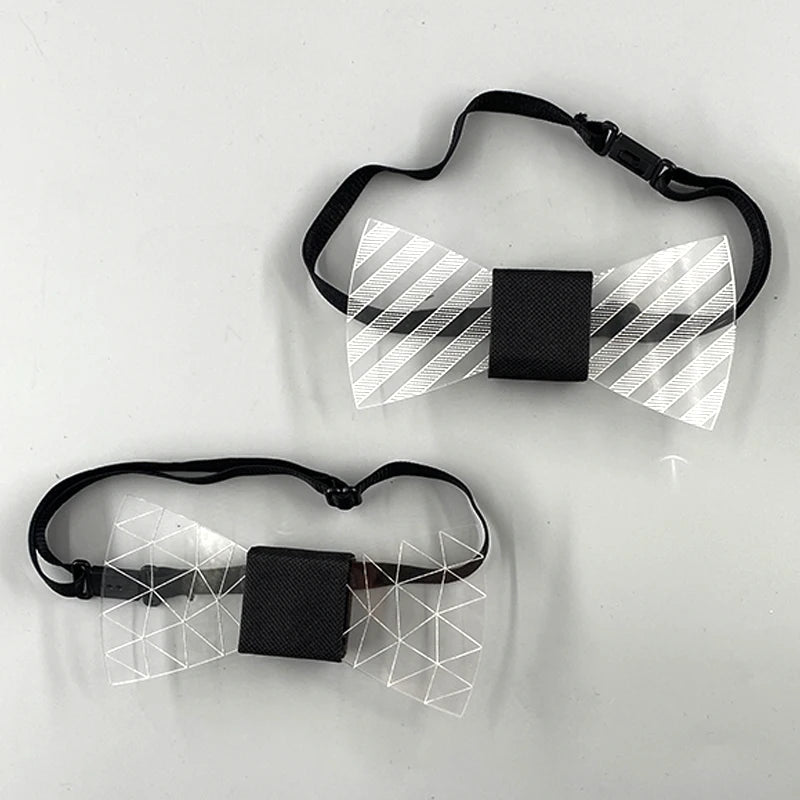 Luminous Bow Tie Neon Light Trendy Costume Accessories Glowing Acrylic LED Tie For Halloween Cosplay Costume Music Dancing