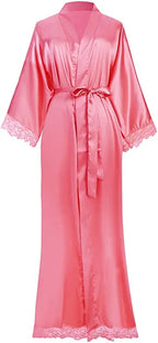 2019 New Silk Satin Lace Robes Bridesmaid Bride Robes Wedding Long Robe Bathrobe Womens Robe Lingerie Robe