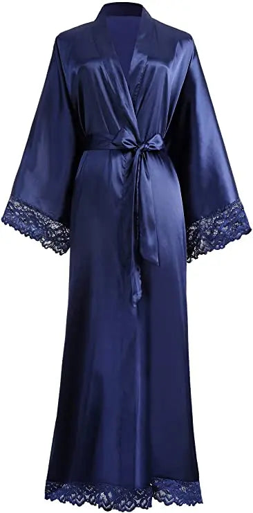 2019 New Silk Satin Lace Robes Bridesmaid Bride Robes Wedding Long Robe Bathrobe Womens Robe Lingerie Robe Secondary image