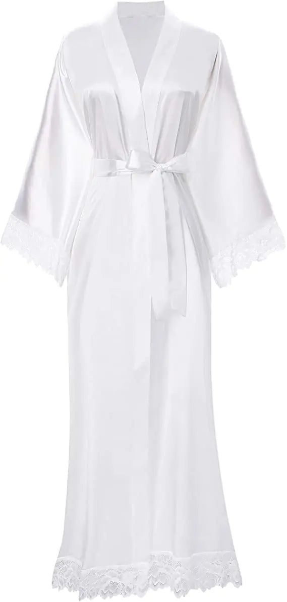 2019 New Silk Satin Lace Robes Bridesmaid Bride Robes Wedding Long Robe Bathrobe Womens Robe Lingerie Robe