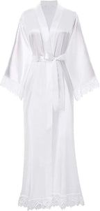 2019 New Silk Satin Lace Robes Bridesmaid Bride Robes Wedding Long Robe Bathrobe Womens Robe Lingerie Robe