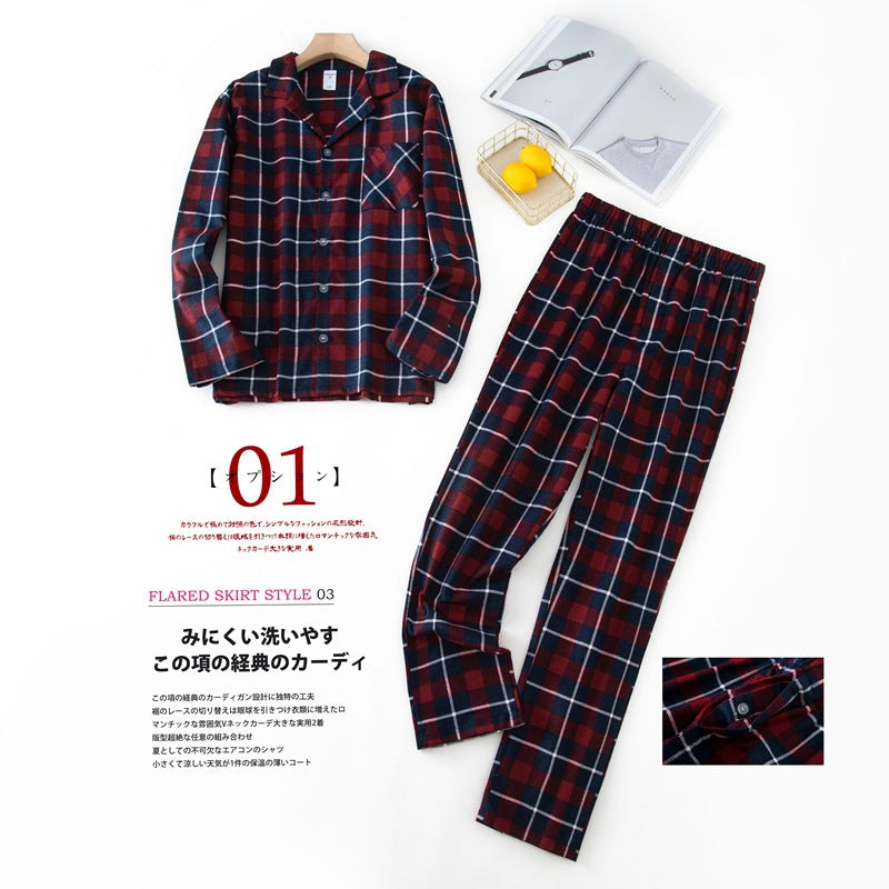 Men's Home Suits Long-sleeved Trousers Suits for Autumn and Winter Pijamas for Men Flannel Plaid Design Pajamas for Men