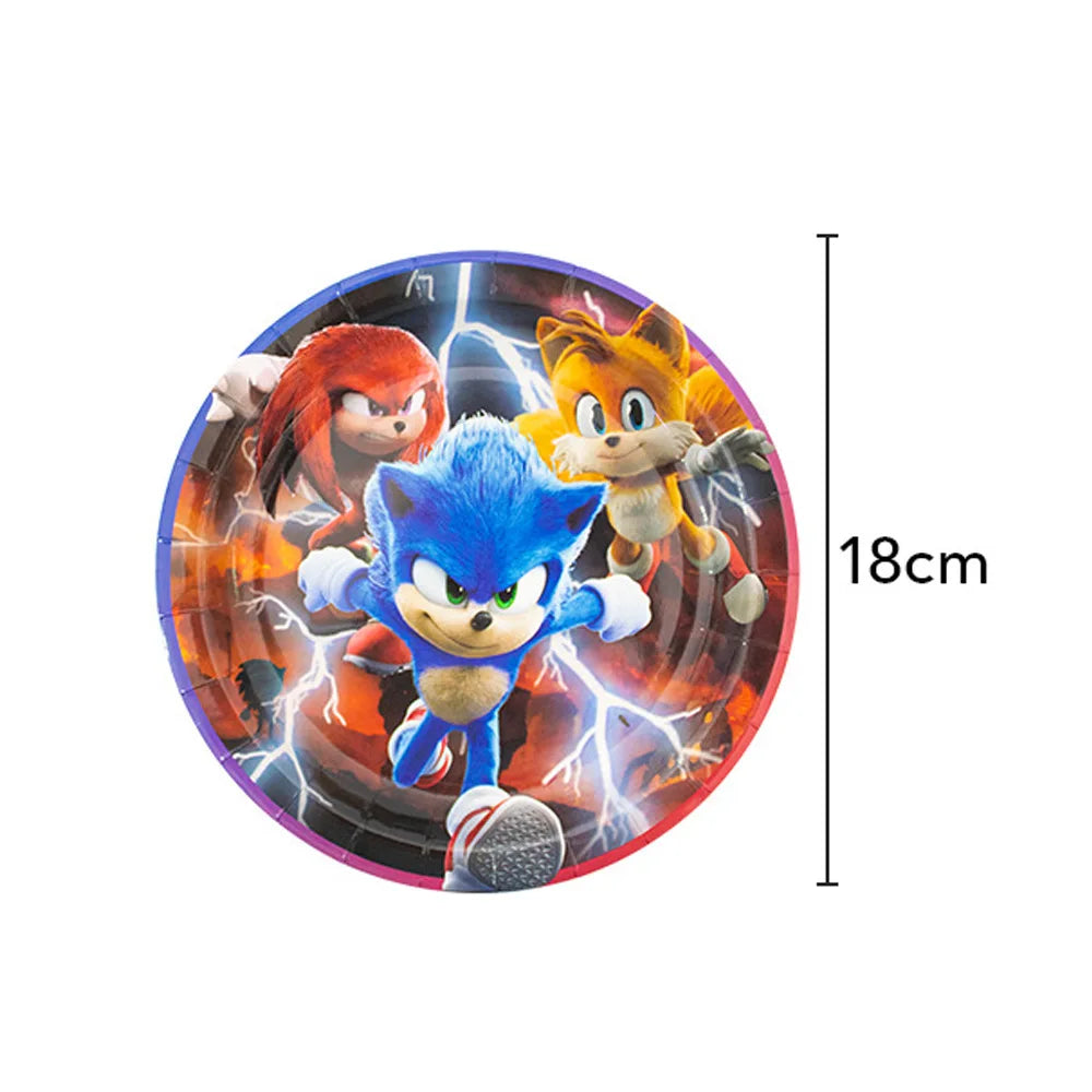 Sonic Birthday Party Decoration Game Hedgehog Balloons  Action Figure Party Paper Plate Towel Cup Tablecloth Toy Kid Gifts