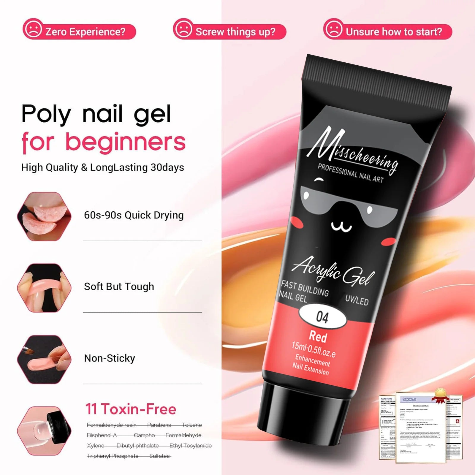 Poly Gel Nail Colors: 12 Colors Nail Extension Gel Kit Bright Rainbow Pink Purple Blue Color Collection Poly Gel Nail Kit