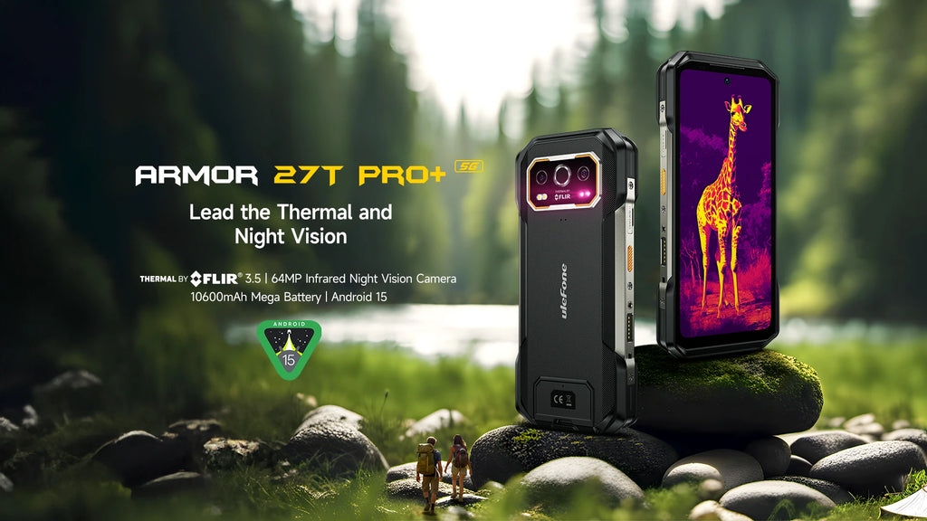 Ulefone Armor 27T Pro+ 5G Rugged Phone 10600mAh Android 15 Smartphone 50MP+64MP Night Camera 6.78" 120Hz 24GB+256GB NFC Mobile
