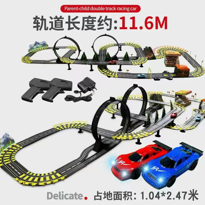 Electric Remote Control Slot Car Track Large 2-Player Competitive Dual Mode Remote Adjustable Splicing Kids Adults Gift Toy Set