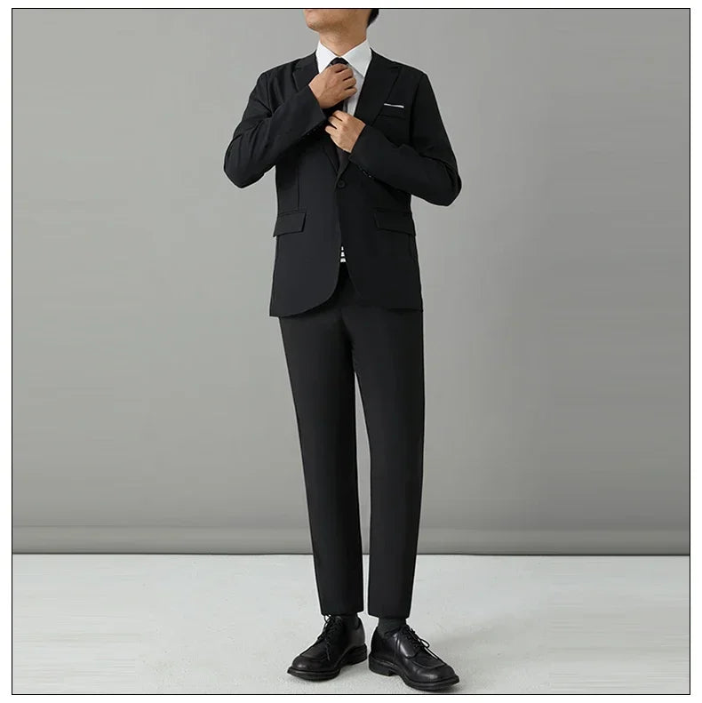 S-8XL Suit Men's Fashion Casual Outdoor (Blazer+ Pants) Gentleman Business Wedding Slim-fit Formal British Style Wedding Suit