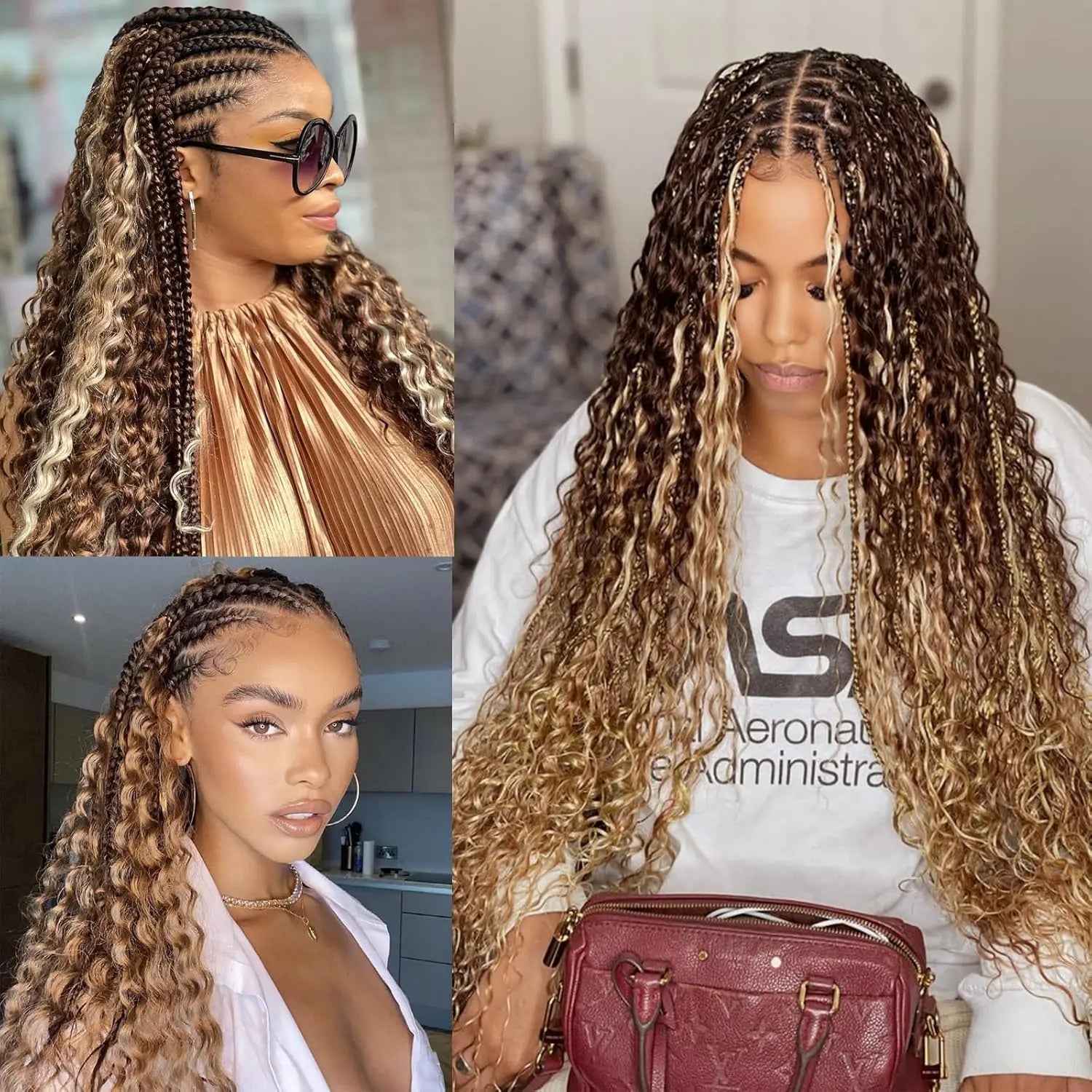 P4/27 Highligt Deep Wave Bulk Human Hair Braiding Blonde Curly Brazilian Human Hair Extensions for Micro Braiding No Weft Secondary image