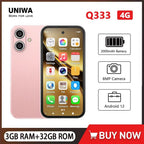 UNIWA Q333 4G Full Bands MINI Smartphone Android 3GB+64GB Mobile Phone 2000mAh Face ID WhatsApp GPS Small Phone Support TF Card