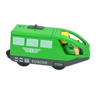 Magnetic Electric Train Car Locomotive Wooden Track Slot Diecast Railway With Two Carriages Train Wood Kid Toy Biro Leduo Track
