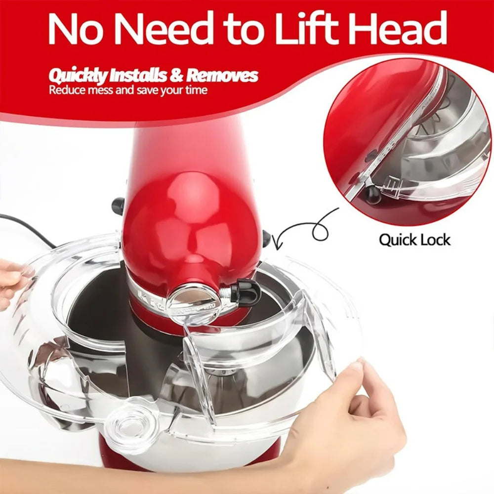 Pouring Shield Splash Guard, Detachable Flip Top Lid for KitchenAid 4.5-5QT Tilt Head Stand Mixer, Mixer Bowl Accessories