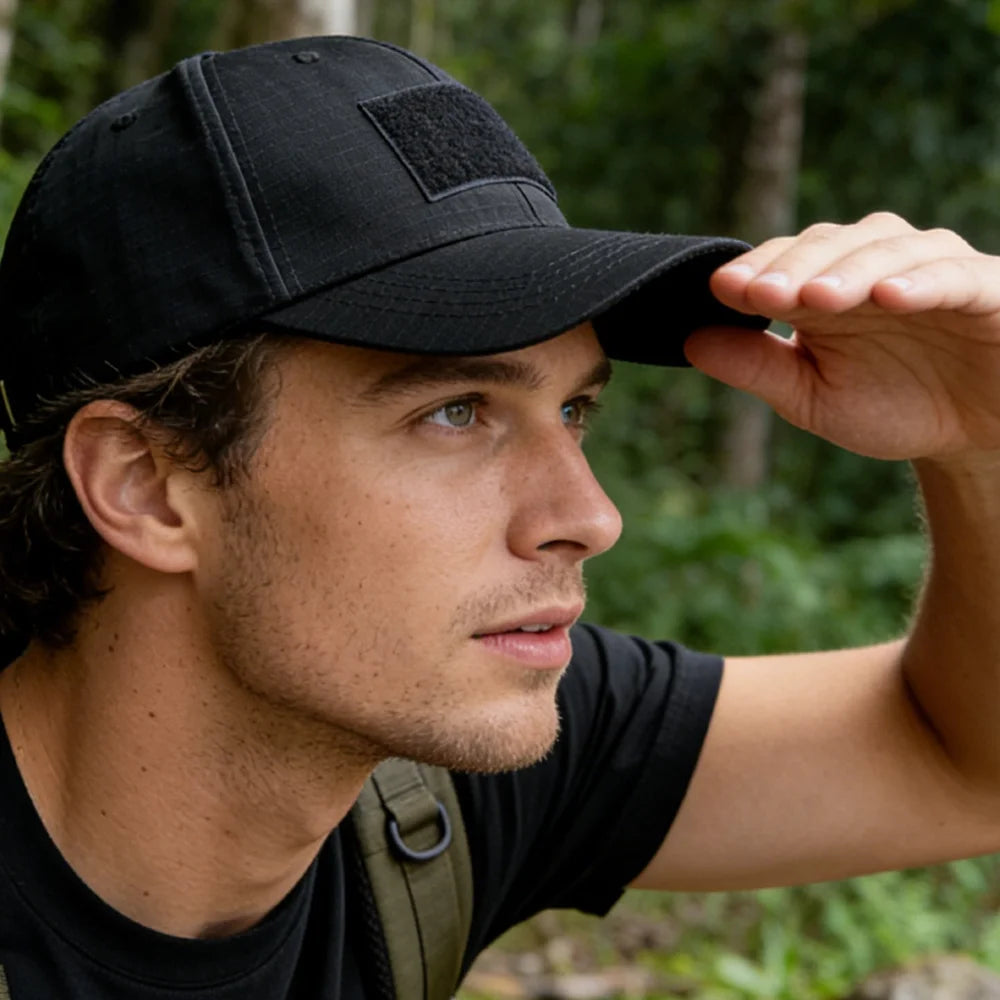 Men's Camouflage Tactical Baseball Cap With 3 Velcro Patches Military Camouflage Hat Cap For Outdoor Jugle Fishing Hiking Caps