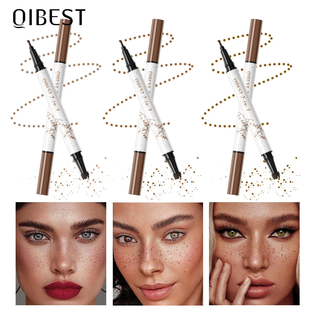 Qibest 2-In-1 Freckle Pen with Gourd-Shaped Head, Natural and Realistic, Sweat-Proof, Double-Ended Stamp Dot Pen Cosmetic Stick Main image