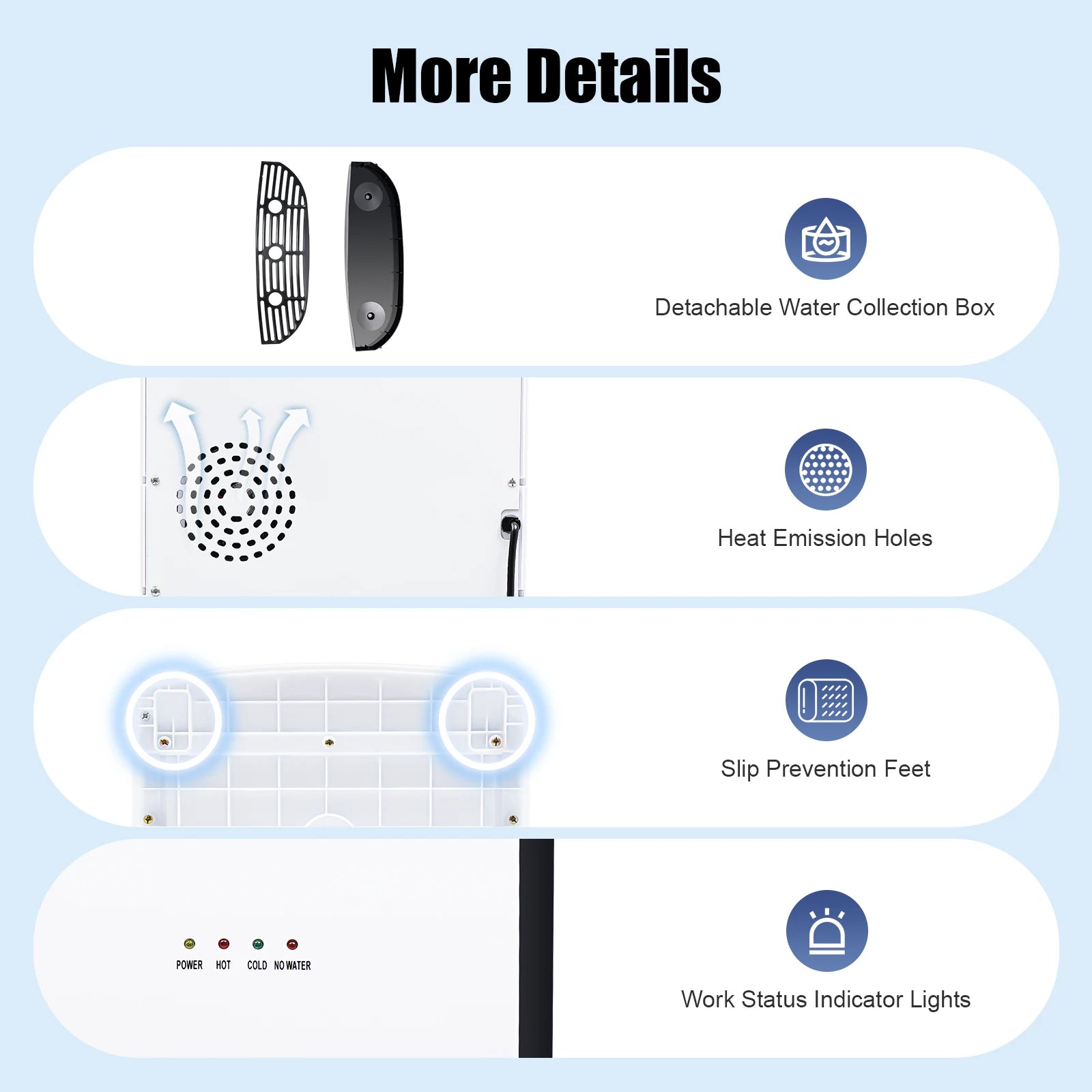 Modern White Bottom Loading Water Dispenser Hot/Cold Water Cooler Dispenser with Anti-Scalding Design for Offices Homes Gyms