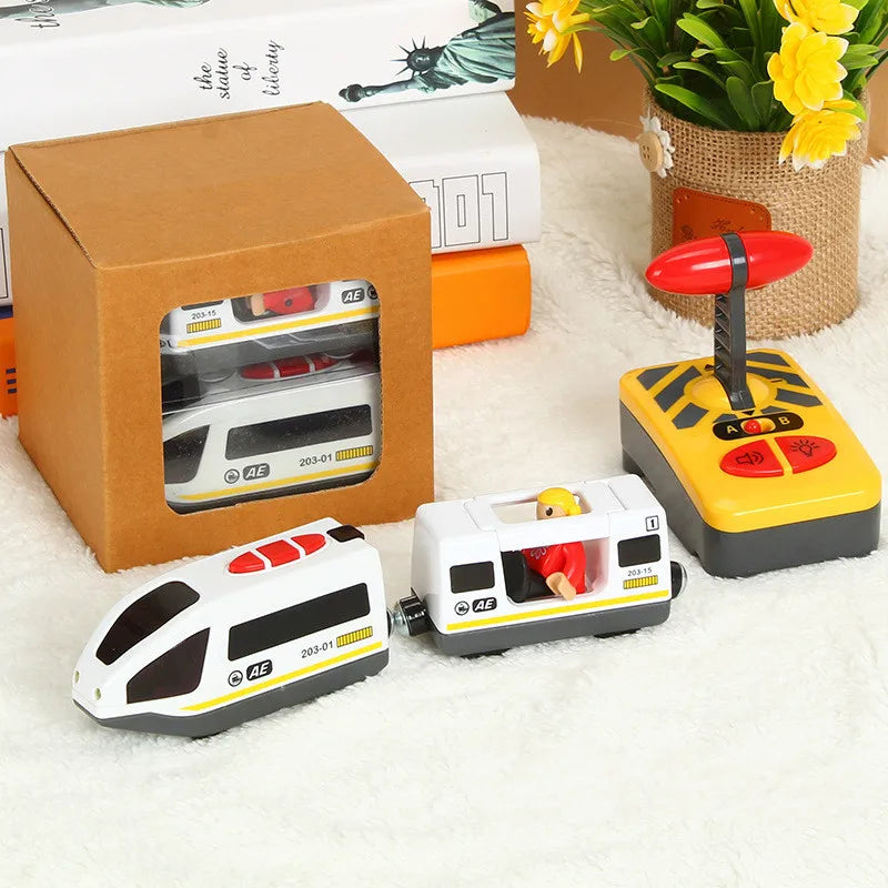 RC Electric Train Set Toys for Kids Car Diecast Slot Toy Fit for Standard Wooden Train Track Railway Battery Christmas Trem Set Main image