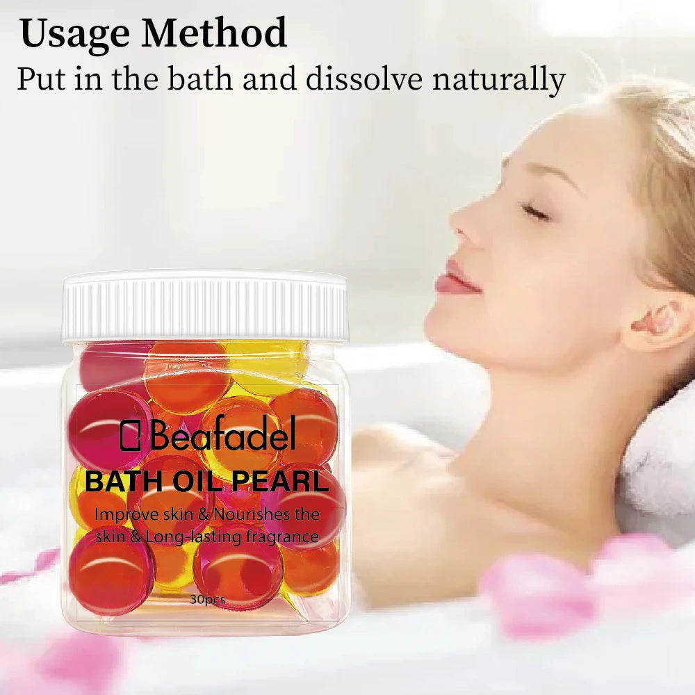 30pcs Bath Oil Pearl Dry Skin Moisturizing Soften SPA Relax Nourish Body Shower Essential Oil Beads Floral Scent Tub Bath Pearl