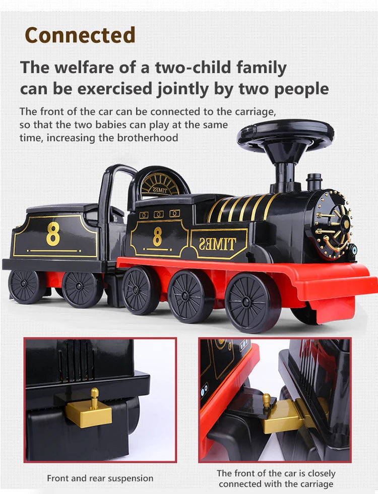 Kids Train Riding Toy Ailway Classical Electric Model Can Carry A Small Train Rail Car Children's Baby Walker Stroller Toys Boys