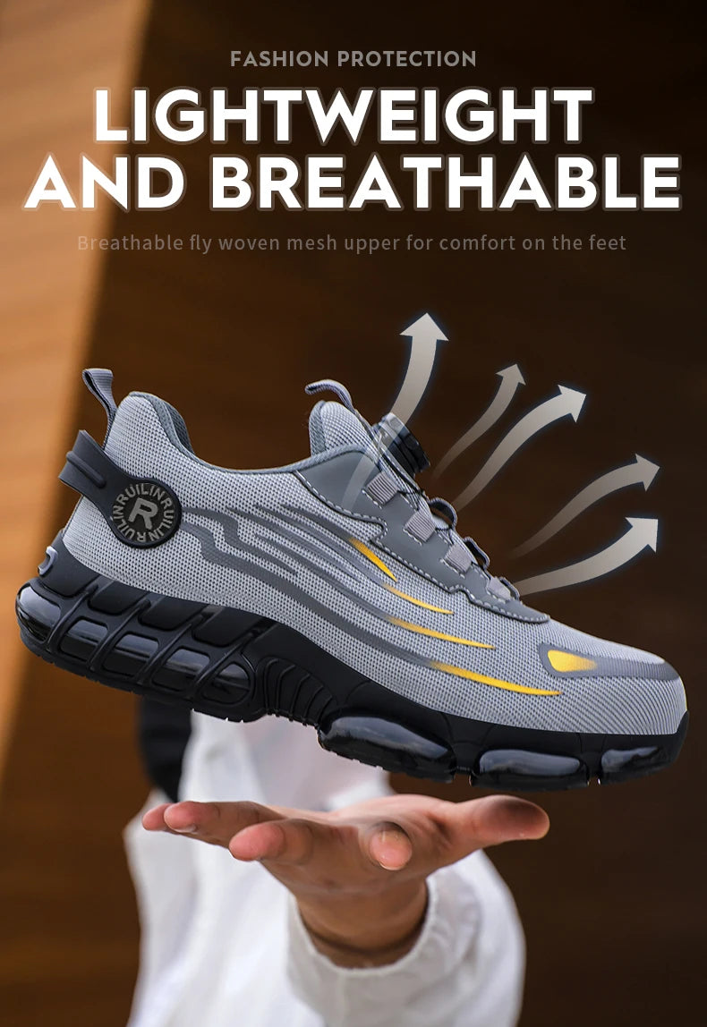 Indestructible Steel Toe Protective Safety Shoes Slip Resistant Abrasion Resistant Work Shoes Men Tough Comfortable Sneaker ﻿
