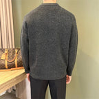 Winter Men's Solid Color Polo Neck Knitted Sweaters Casual Retro Warm Pullovers Knitwear Elegant Y2K Streetwear Jersey Hombre
