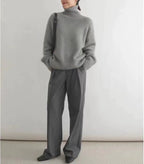 2023 autumn and winter turtleneck 100% pure cashmere women loose sweater thickened wool sweater cover lazy bottom