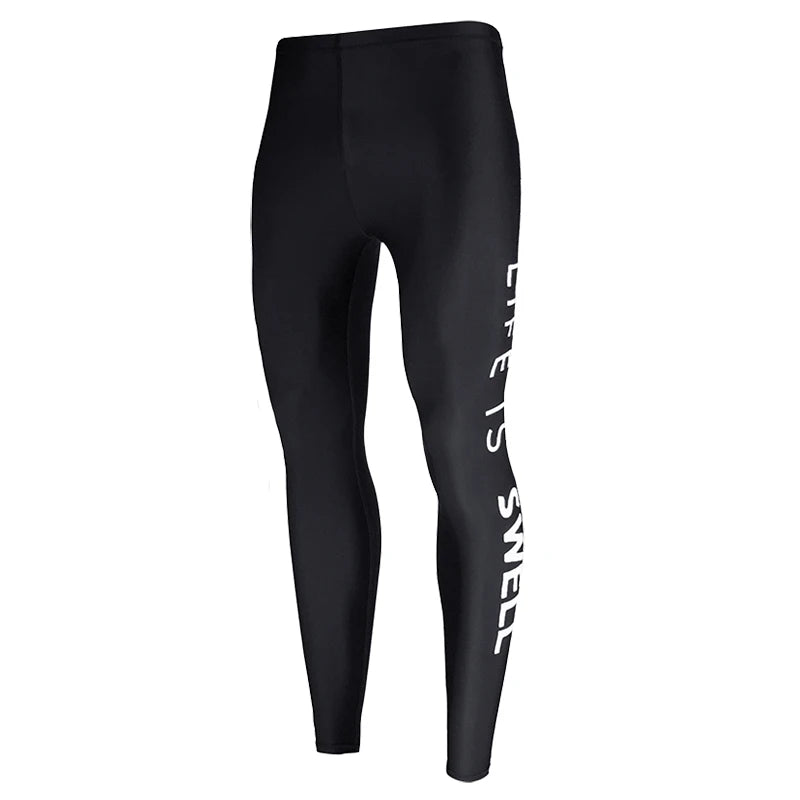 Man Quick drying sun protection pure black letter diving and surfing waterproof female capris nylon hot spring swimming pants