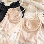 Summer Women Lingerie Set French Sexy Lace Ultra Thin Bra Set Silk Fabric Comfort Adjustable Strap Bralette Thongs Underwear Set