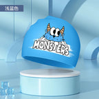 Kids Swim Cap High Elastic Waterproof Silicone Breathable Lightweight Cartoon Pattern for Pool Swimming Boys Girls Comfort Fit