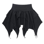 Summer Fashion Short Skirts New Sexy Women Gothic Punk Irregular Skirts Solid Color Drawstring Tie-Up Ruched Ruffles Mini Skirt