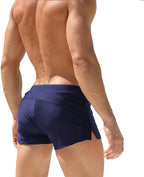 Mens Swim Trunk Swimwear with Zipper Pocket Bathing Suit Swimming Boxer Brief Square Leg Mesh Liner Board Shorts Swimsuits