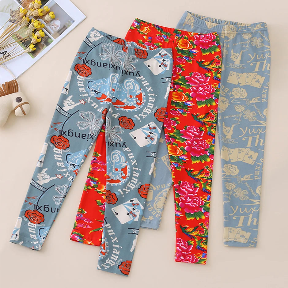 3/4-piece Autumn/Winter Children's Multi-color Combination Fashionable Slim Fit Leggings For Girls Sports And Casual Warm Pants
