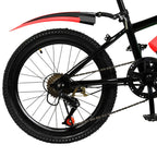 20 Inch Mountain Bike 7 Speed Gears, Adjustable Seat Kids' Bike with Mudguards Kettle Holder Kettle for Boys Girls 8-13 years