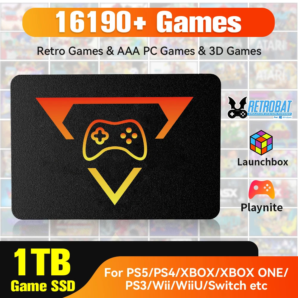 1TB Portable Gaming SSD 3 System in 1 Game Console 80+ Emulators for PS5/PS4/XBOX/XBOX One/PS3/SWITCH with 16191 3D & Retro Game
